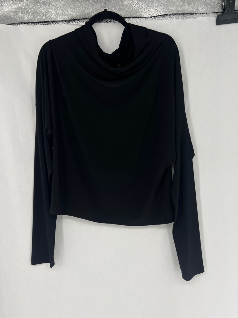 Norma Kamali Black Long-Sleeve Cowl Neck Top